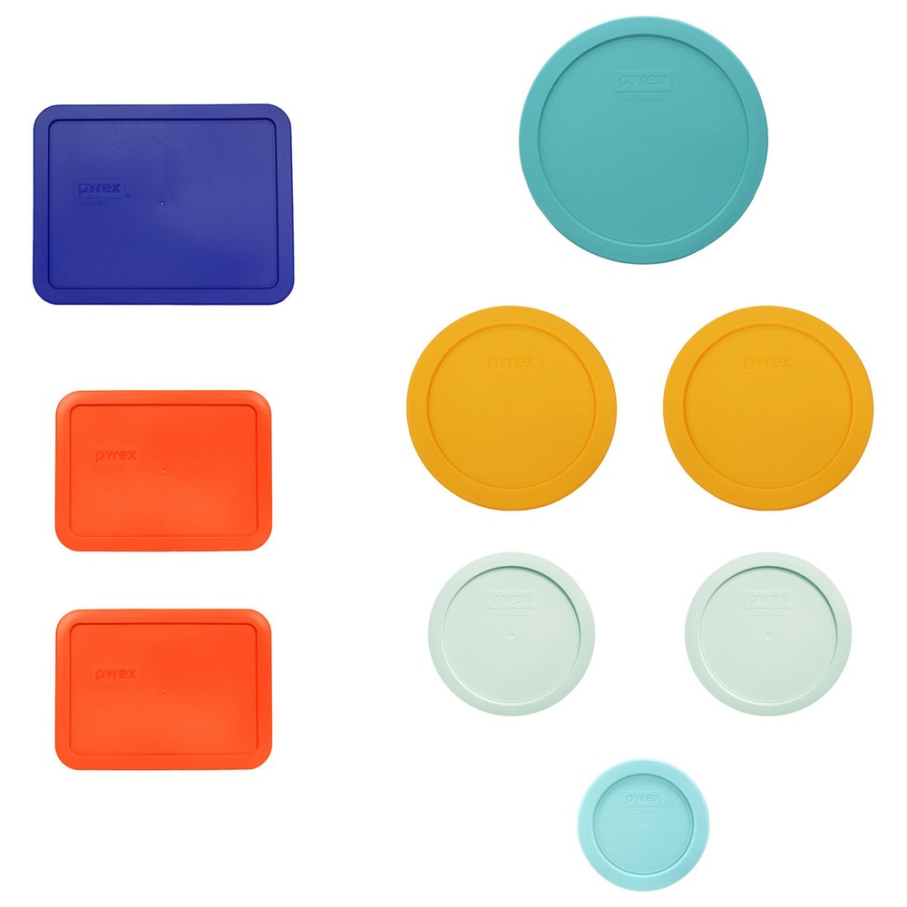 Pyrex (9 Multi-color) Rectangular and Circular Replacement Lids