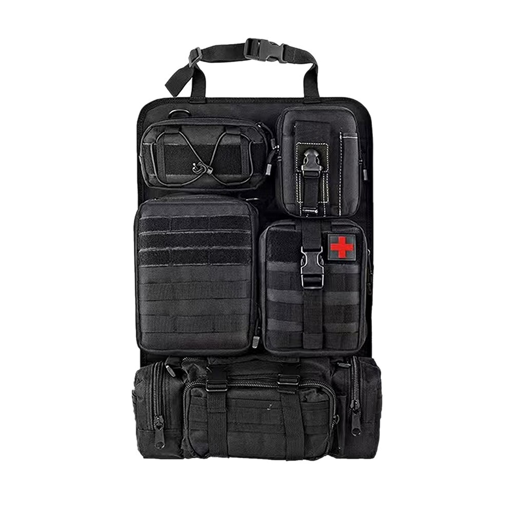 Universal Tactical Vehicle Seat Back Organizer with 5 Detachable Molle Pouch
