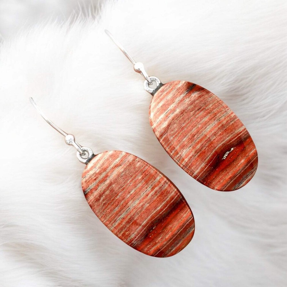 Snakeskin Jasper Solid 925 Sterling Silver Earrings