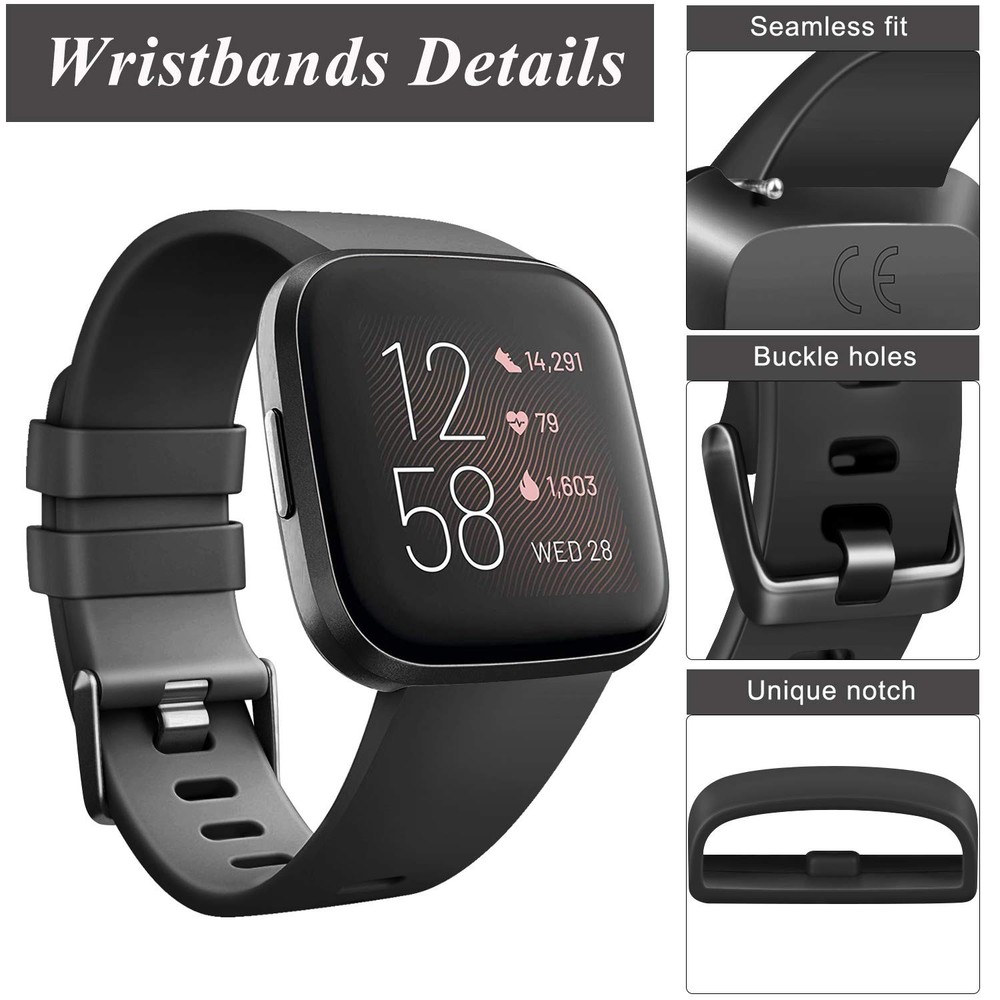 Sports Bands Soft Elastomer MultiColor Strap Compatibl Fitbit Versa 2 Smartwatch