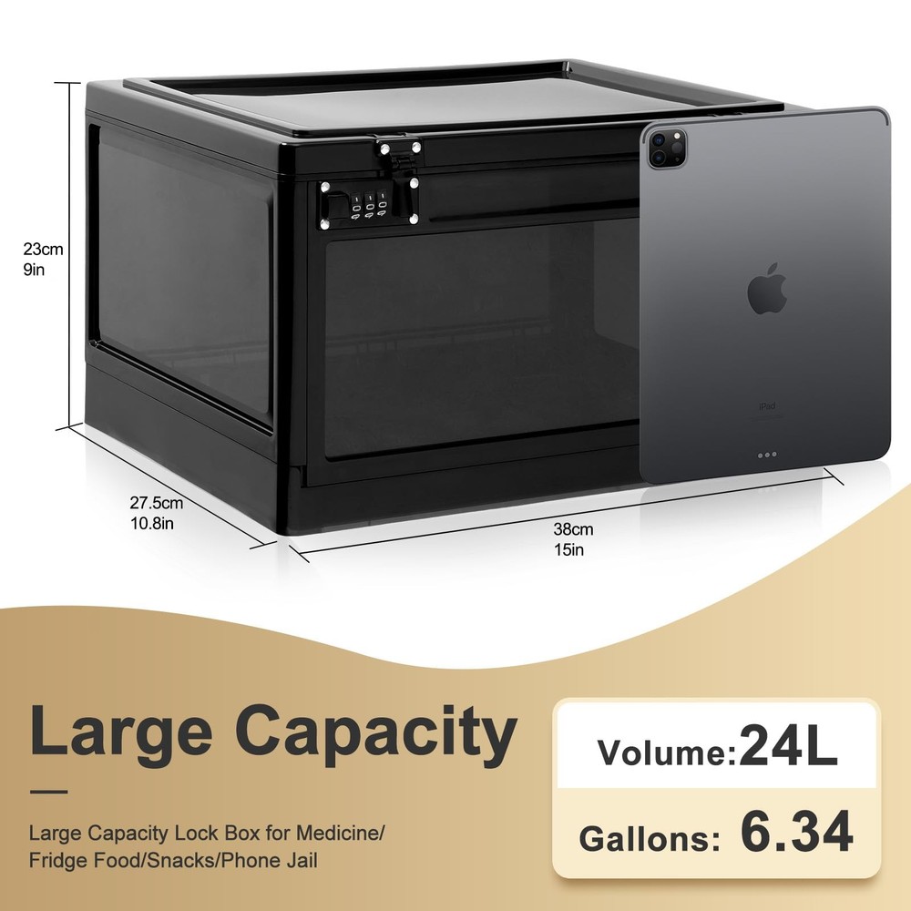 Large Lock Box for Personal Items, 24 Litre Combination Lockable Storage Box