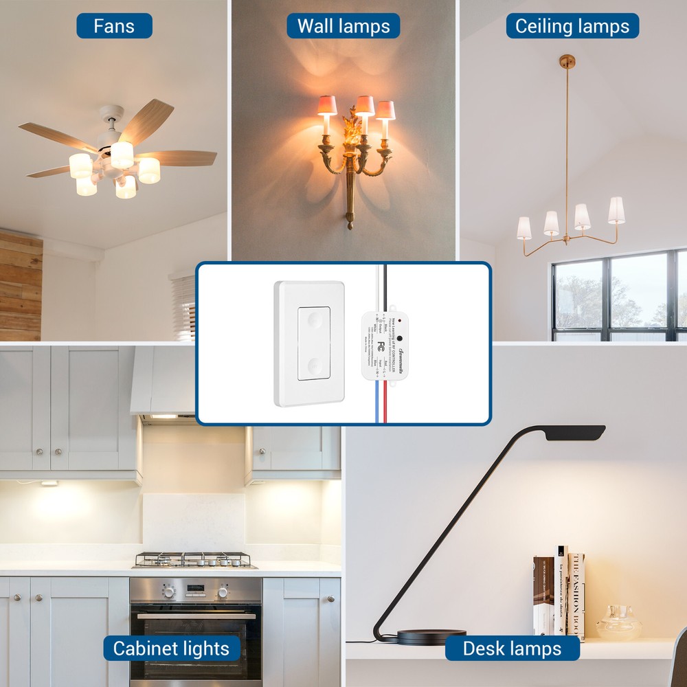 DEWENWILS Wireless Light Switch and Receiver Kit Remote Control Wall Switch 100F