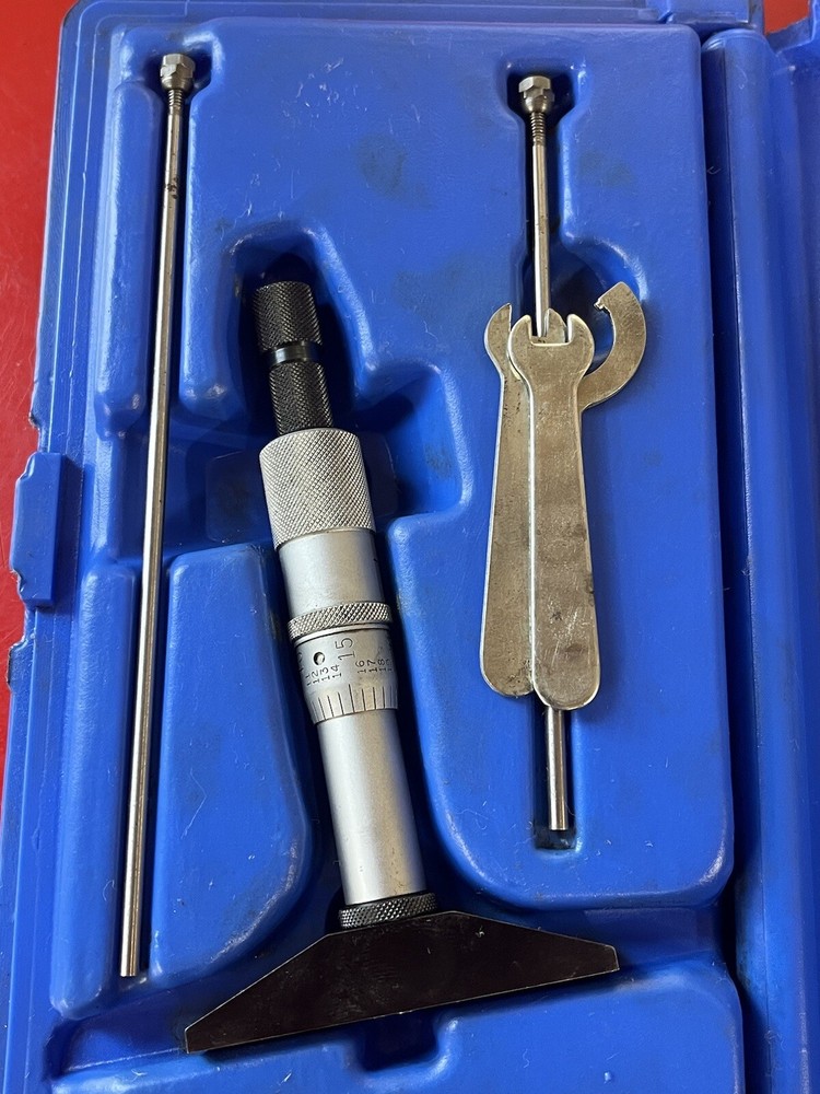 Central Tools Depth Micrometer #6240 With 2 Rods And Manual In Plastic Case