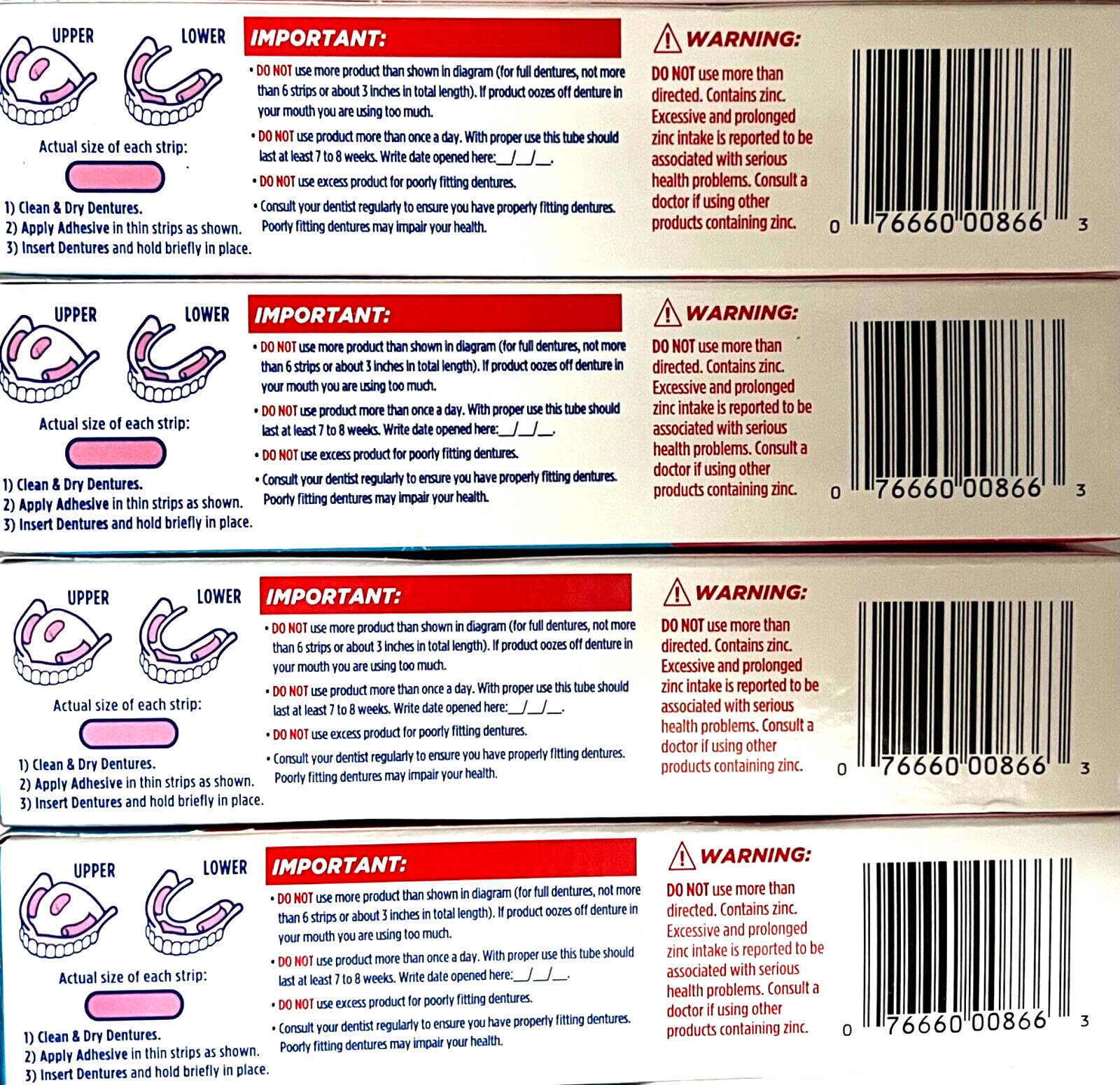 FIXODENT *ORIGINAL* DENTURE ADHESIVE CREAM 4 TUBES 2.4-OZ (68g) EA