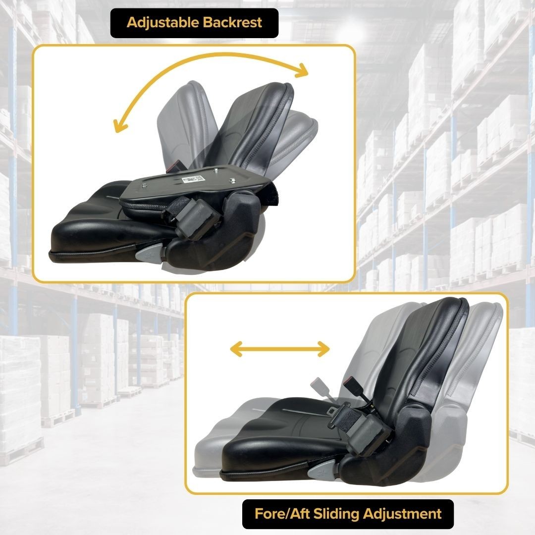 Trac Seats Universal Forklift Seat Replacement w/ Seat Belt – Tractor Skid Steer