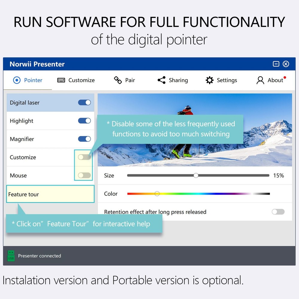 Presentation Clicker with Digital Pointer for TV LED LCD Screen, Presentation...