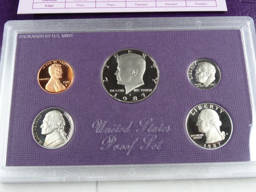 (5) 1987-S US Mint Proof Sets Original Shipping Box Fresh Sets Cameo