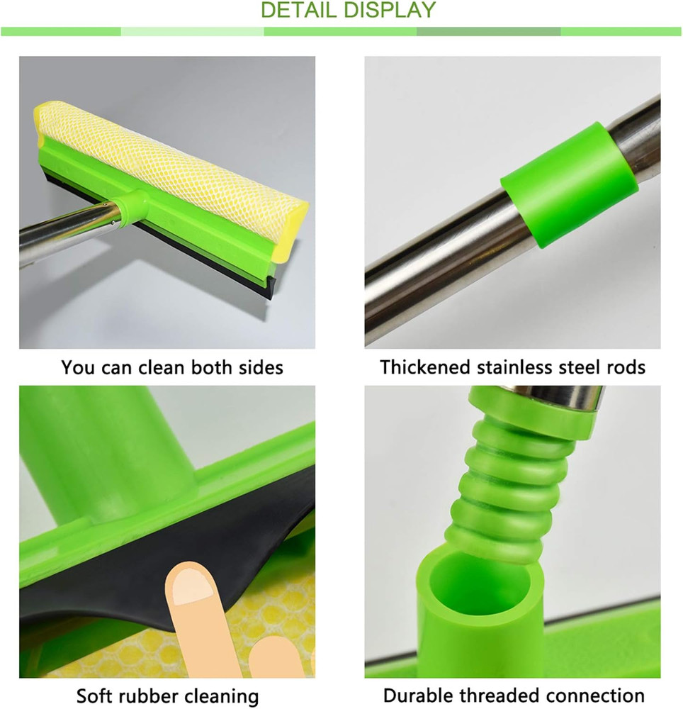 Window Squeegee, Squeegee for Window Cleaning, 2 in 1 Squeegee Window Cleaner wi