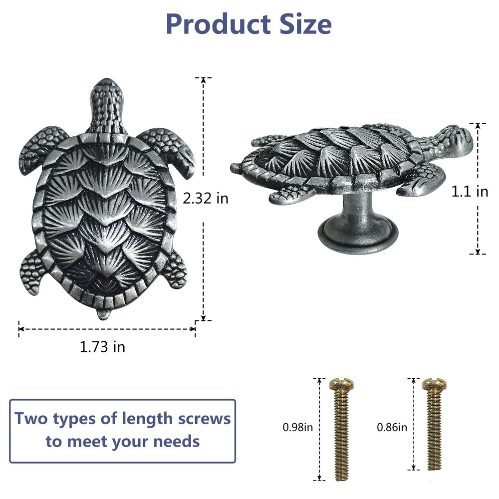 Mewuthede 6 Pack Creative Shapes Drawer knobs Beach Ocean Theme Sea Turtle