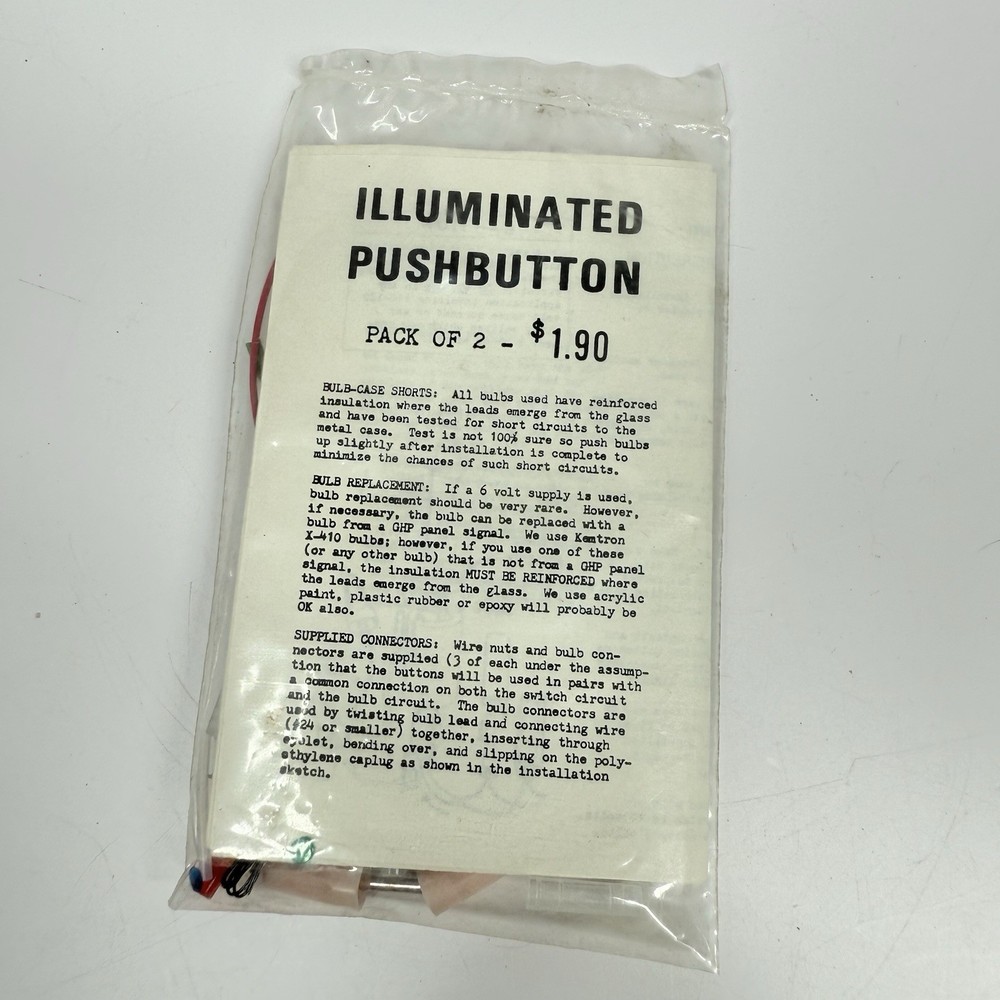 Illuminated Push Button For Model Trains NOS