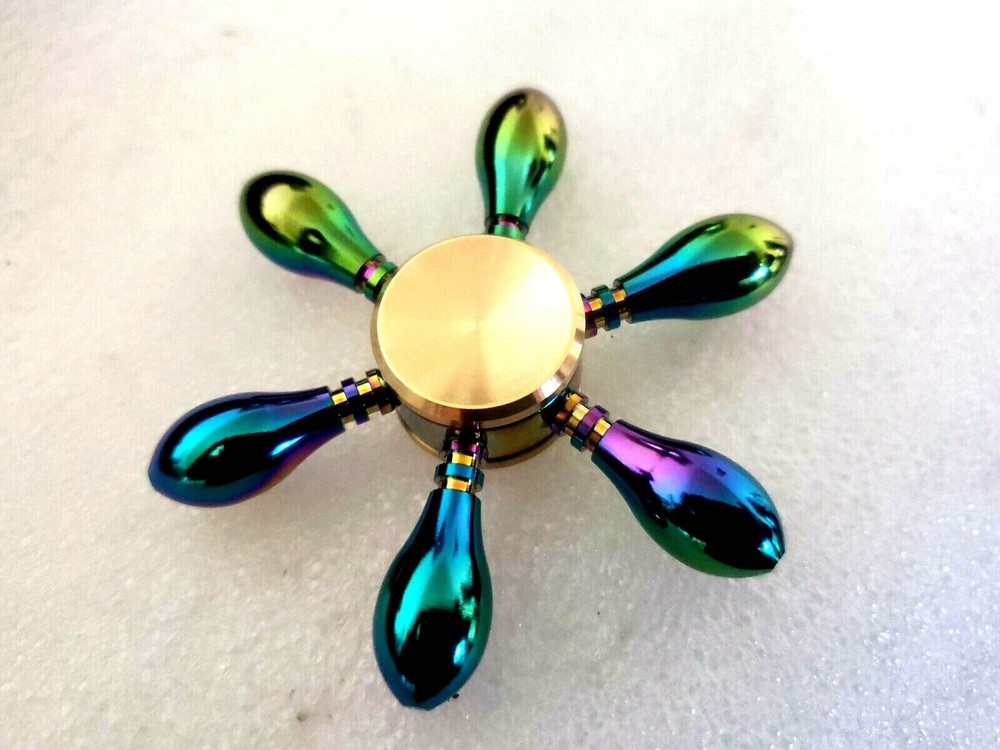 Rainbow Bowling Pins Solid Brass Fidget Spinner Toy Good Quality ADHD Focus EDC