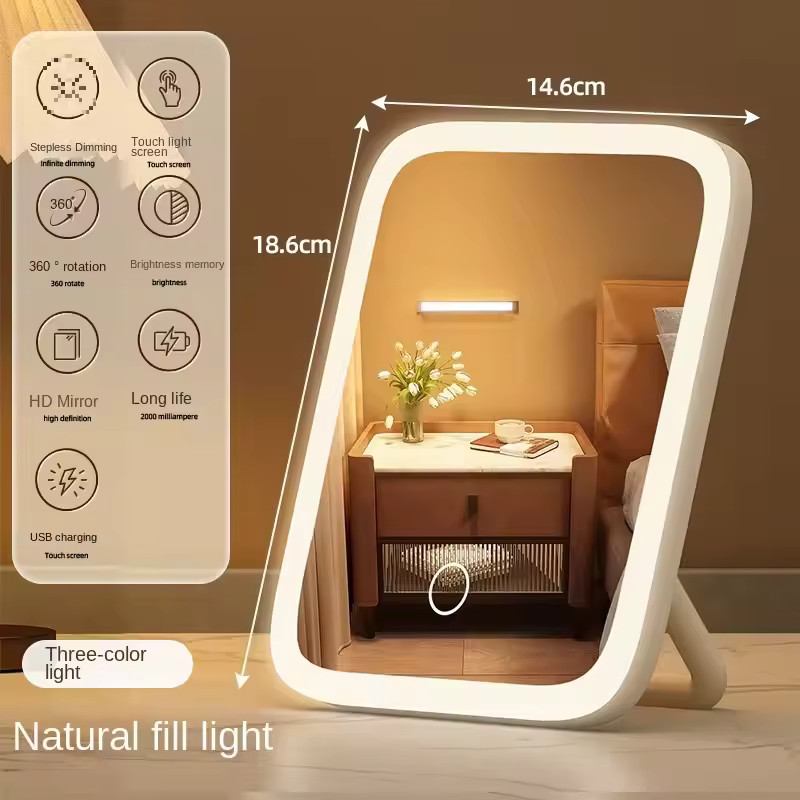 LED Makeup Mirror Desktop Fill Light Dressing Table Mirror Compact