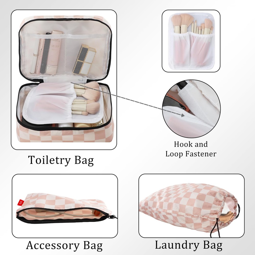 8 Set Compression Packing Cubes - Ultralight Travel Organizers with Laundry B...