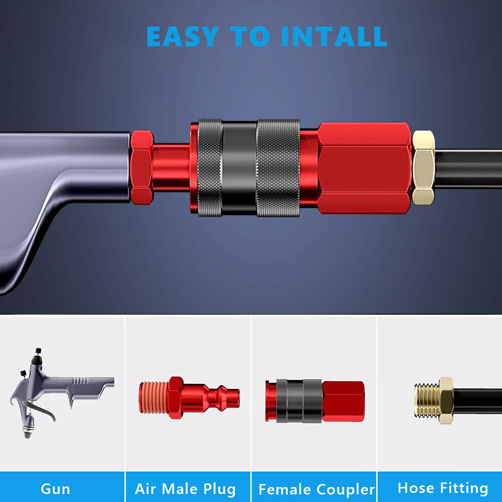 14pcs Heavy Duty Quick Coupler Set Air Hose Connector Fittings 1/4 NPT Tools Kit