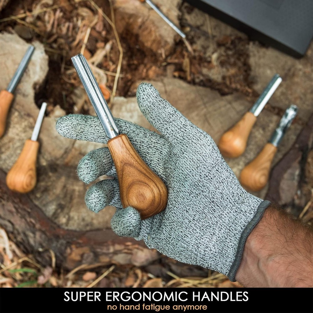 Complete Wood Carving Kit: Palm Gouges, Chisels & V-tools for Masterpieces=