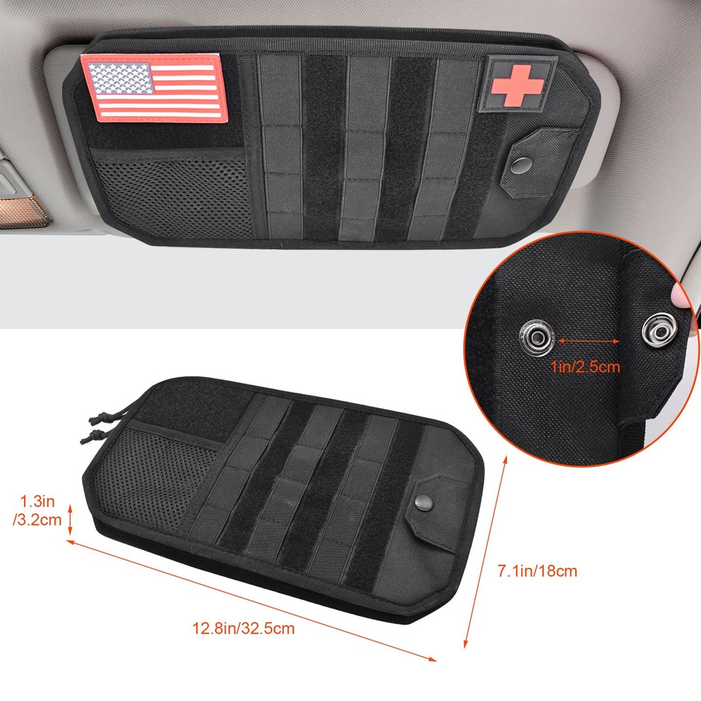 Black Polyester Car Sun Visor Organizer Pouch Bag Pocket Card Storage Holder