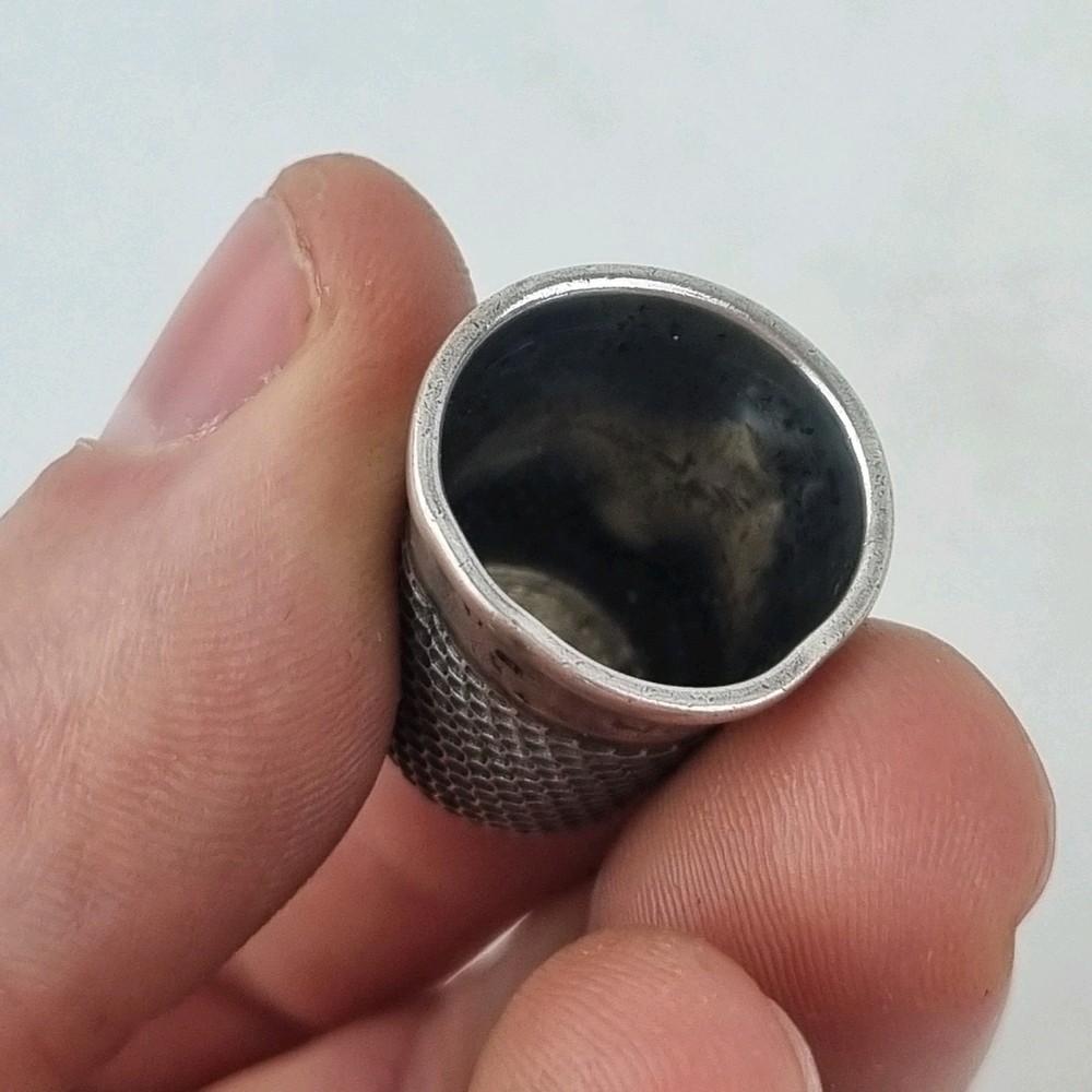 Antique Solid Silver Thimble Chester Hallmarks Rubbed