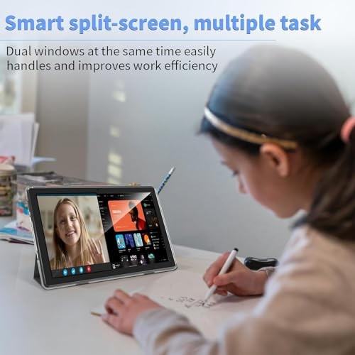 Android 15 Tablet, 10 Inch Tablets with Keyboard Mouse 12GB RAM + Black Set
