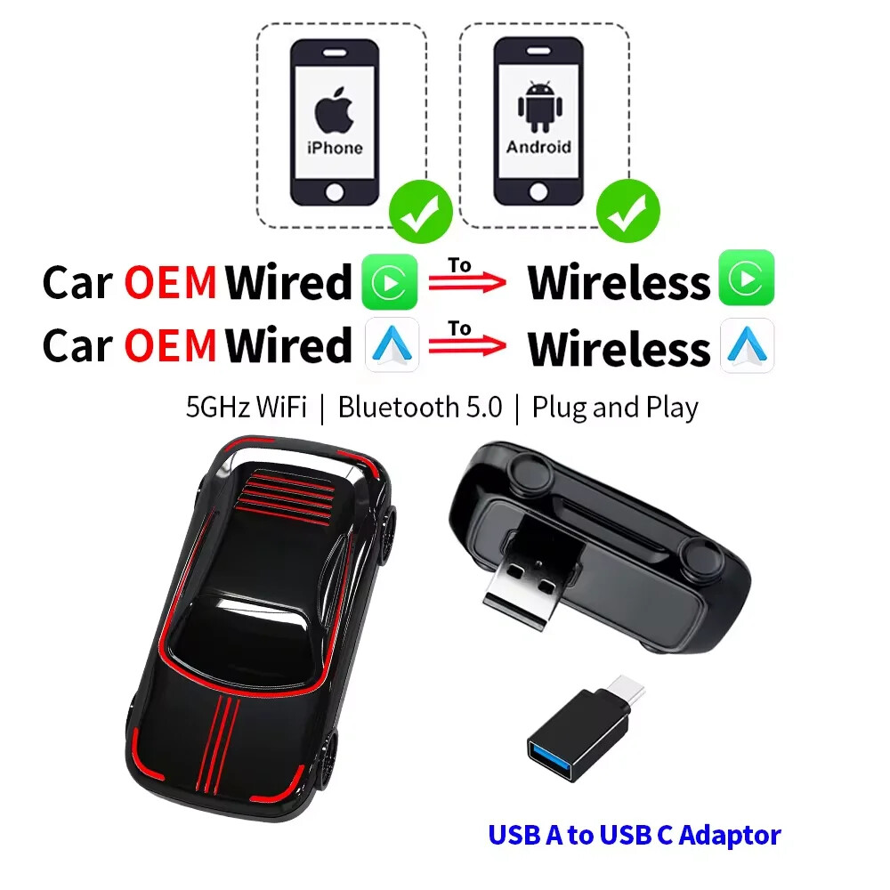 Wireless Carplay Adapter Smart Box USB Wireless Android Auto A2A Bluetooth WiFi