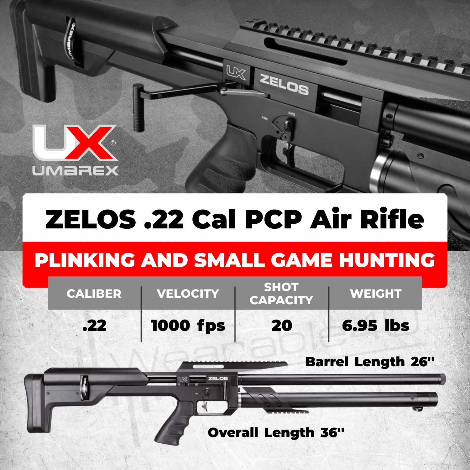 Umarex Zelos .22 Caliber PCP Side-Lever Precision Air Rifle 2251541