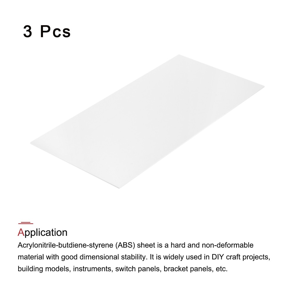 ABS Plastic Sheet 24 x 12 x 0.08" ABS Styrene Sheets White 3 Pcs