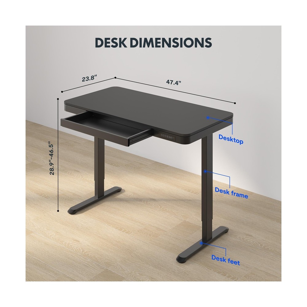 FLEXISPOT Comhar Electric Standing Desk with Drawer Desktop & Adjustable Fram...