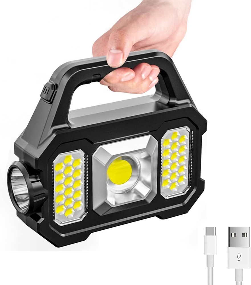 2x Waterproof LED Flashlight 🌟 Solar USB Rechargeable Torch for Camping