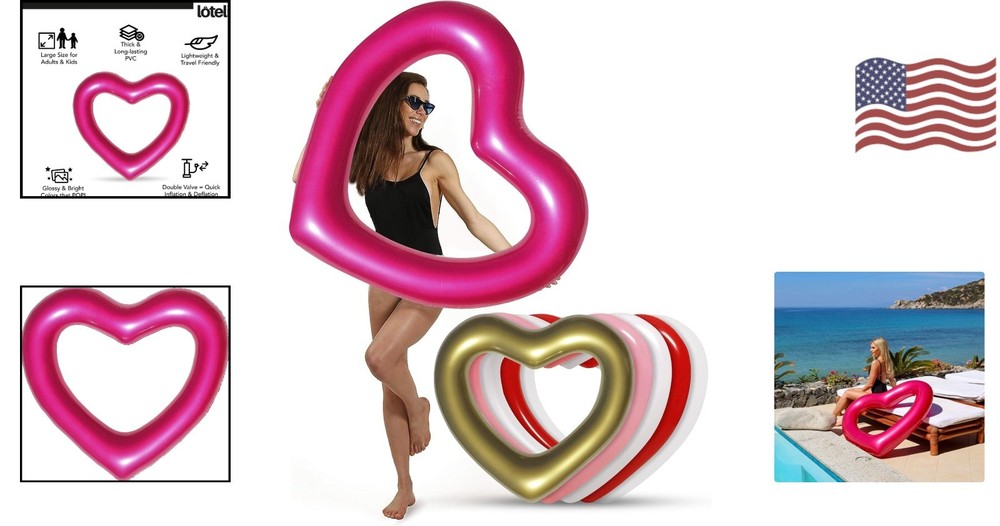 LOTELI Large Metallic Pink Heart Pool Float - 50