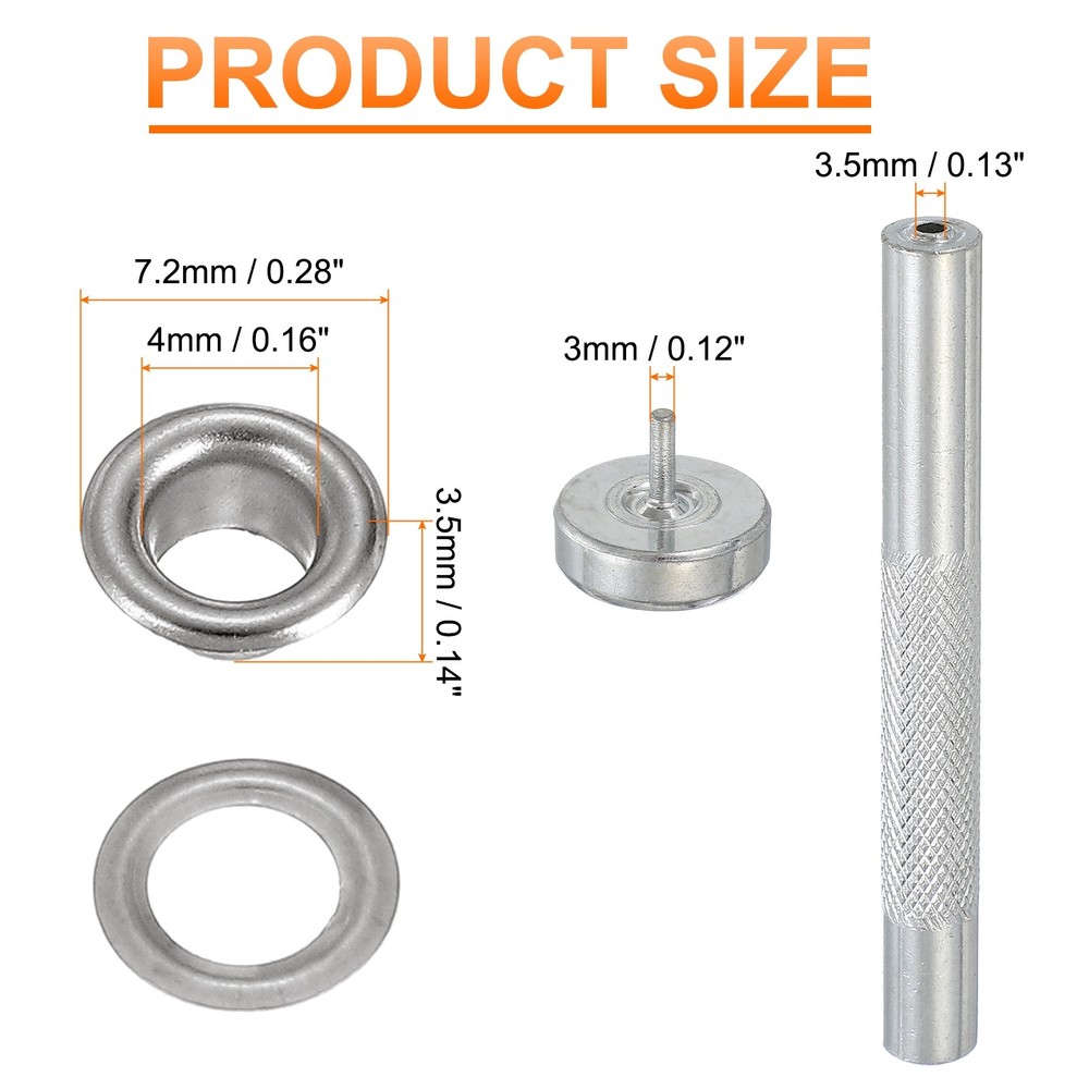 80Set Grommets Eyelets Kit 4mm Copper Eyelets with Setting Tool Silver