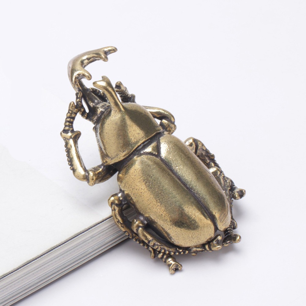 3 IN 1 Solid Brass Beetle Ornaments Simulation Insects Figurines Miniatures Bugs