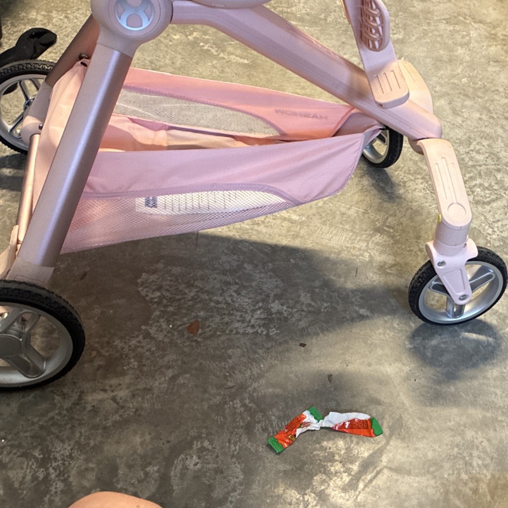 HaShow Q2 Pink Stroller Adjustable Handle Backrest Harness Storage Basket
