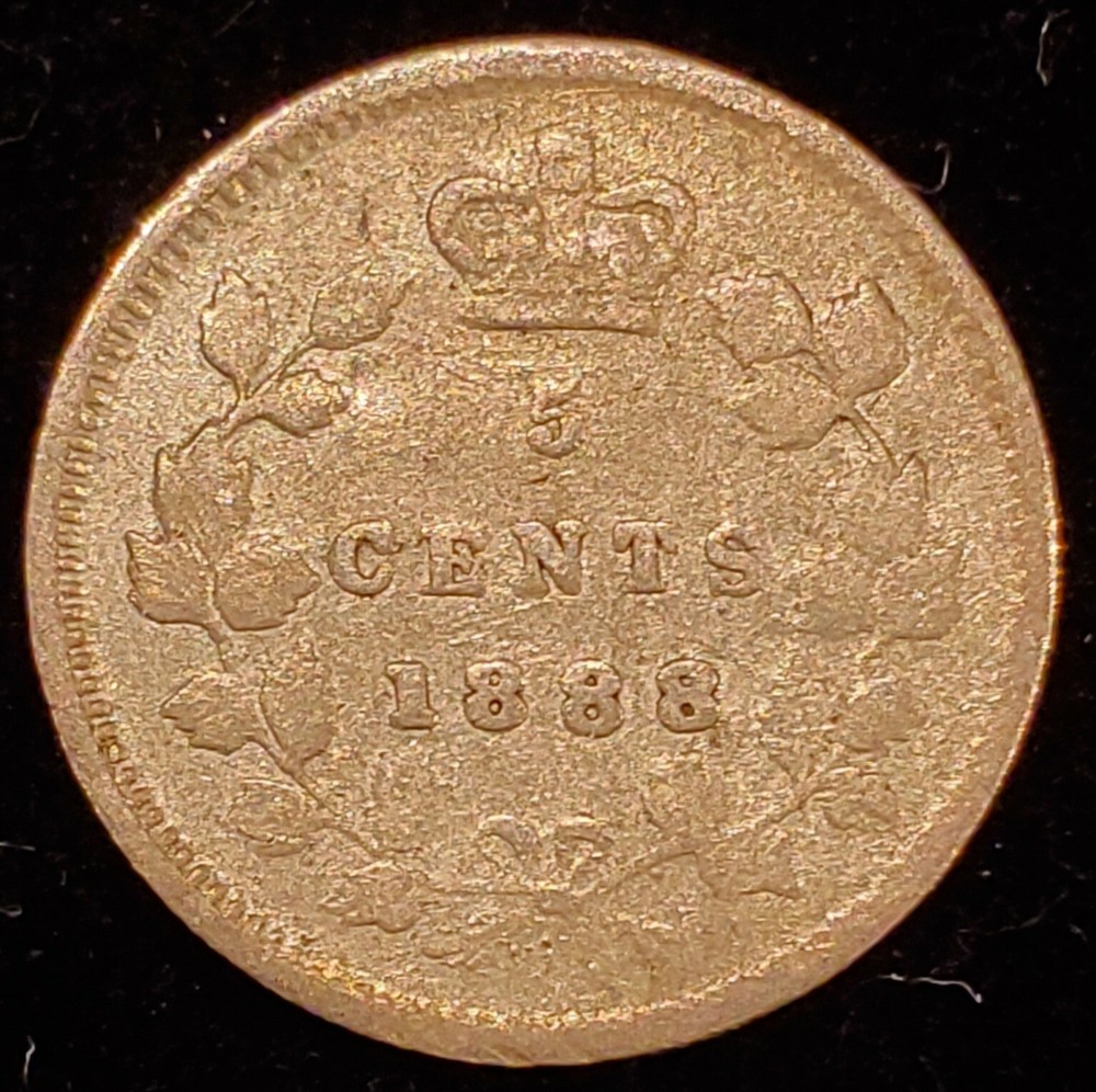 1888 Canada 5 Cent Silver Foreign Coin