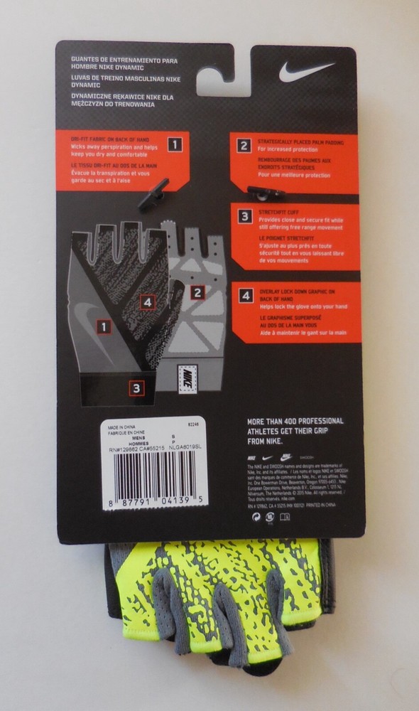 Nike Dynamic Training Gloves Men Cool Grey/Black/Volt/White S/P