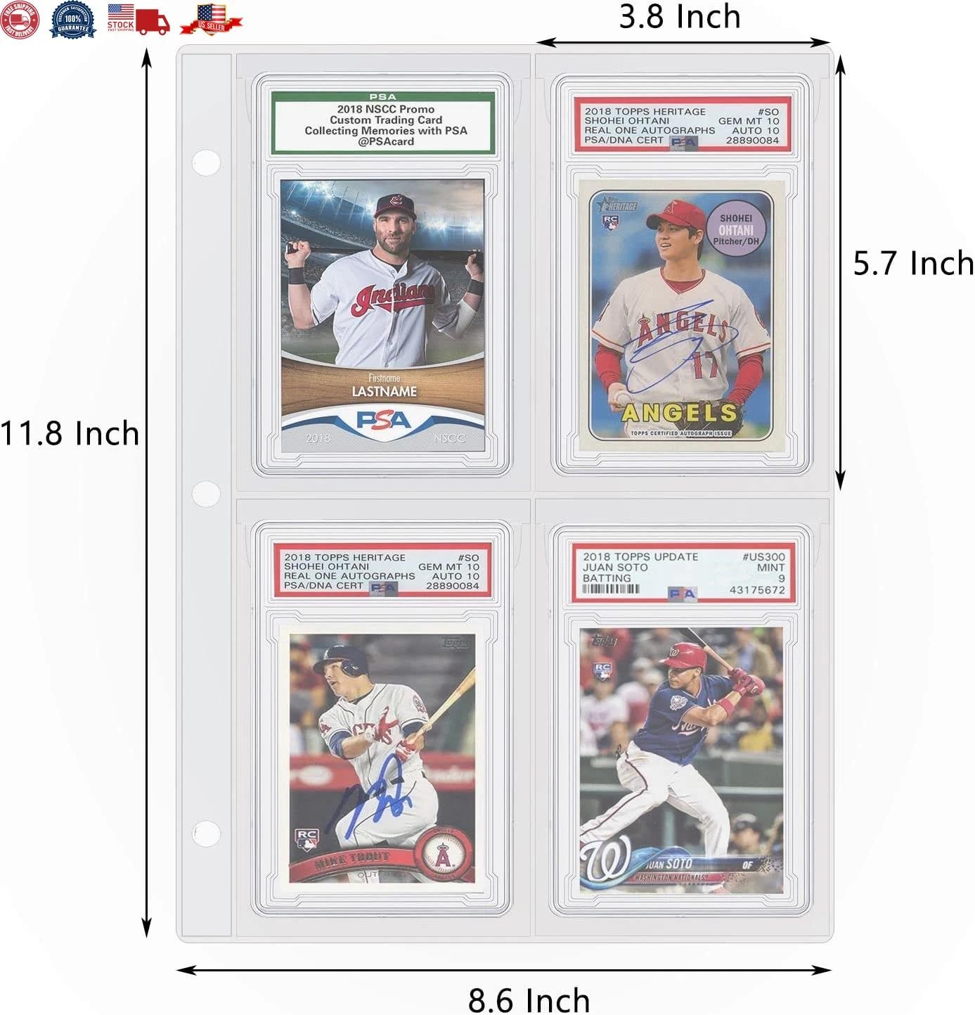 Graded Card Slab Binder Pages for Storage 10 Pages Hold 40 Psa, Bgs, Cgc Car.