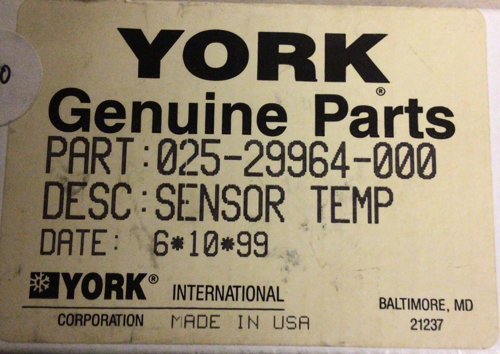 York Temperature Sensor 025-29964-000