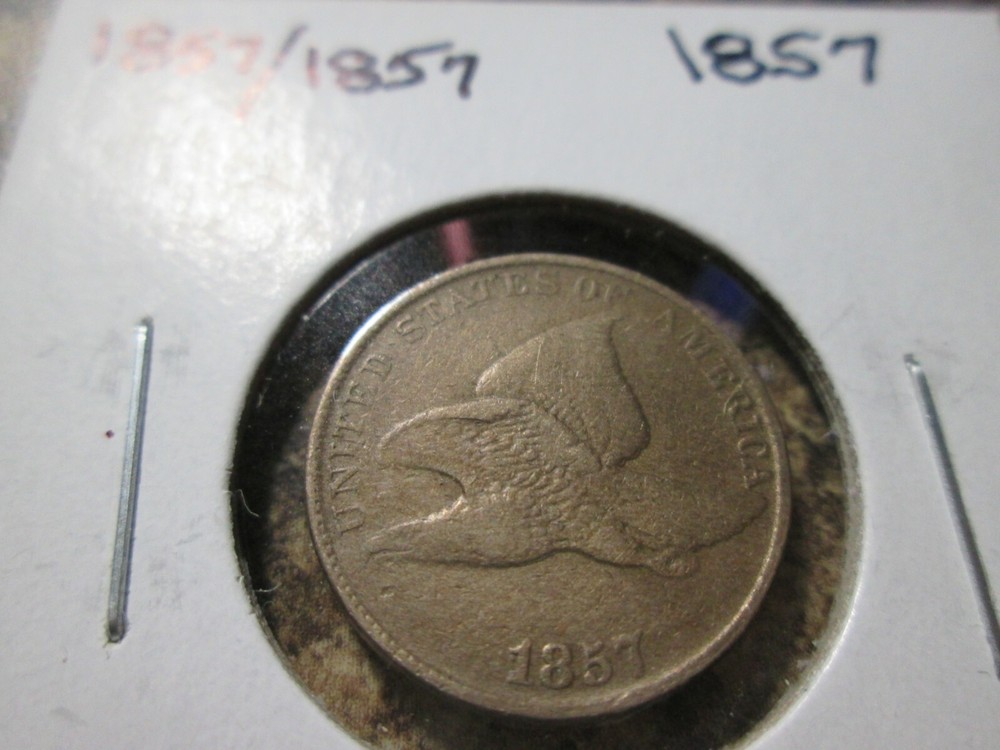 1857 FLYING EAGLE CENT REPUNCHED DATE 1857/1857 DW10