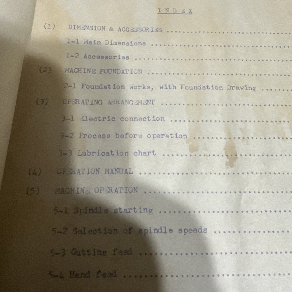 Instruction for Precision Engine Lathe Model Lv-40 Machine No.3581
