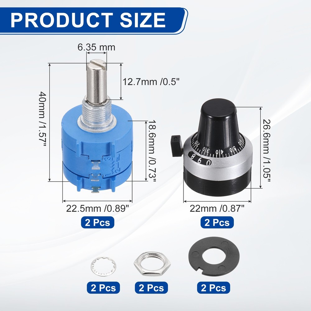 2 Set 3590S-2-101L 100ohm Precision Multi Turn Wirewound Potentiometer Type 2