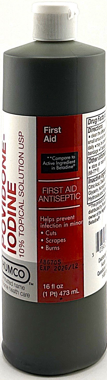 Humco Povidone Iodine 10% Topical Solution Antiseptic For Minor Cuts 16 Fl Oz