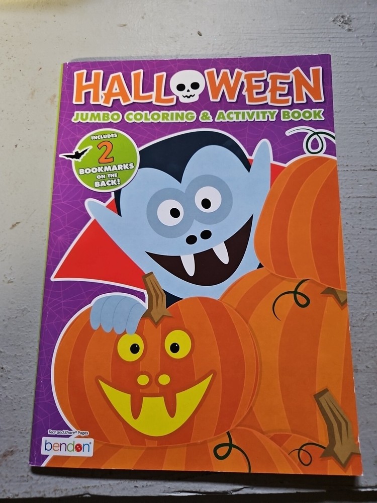 Bendon Halloween jumbo coloring and activity book with bookmarks Vampire pumpkin