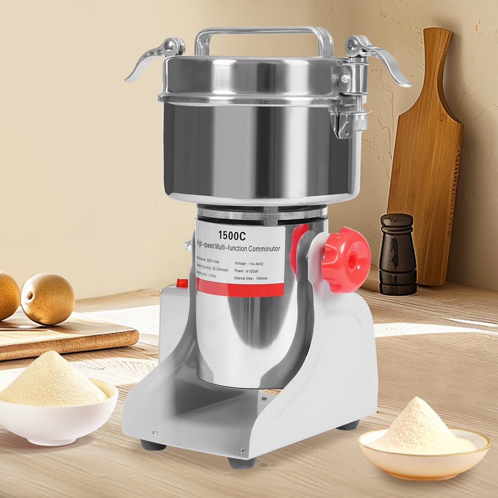 110V 60HZ Silver High Speed Multi-function Electric Grain Grinder W/ Mesh Screen