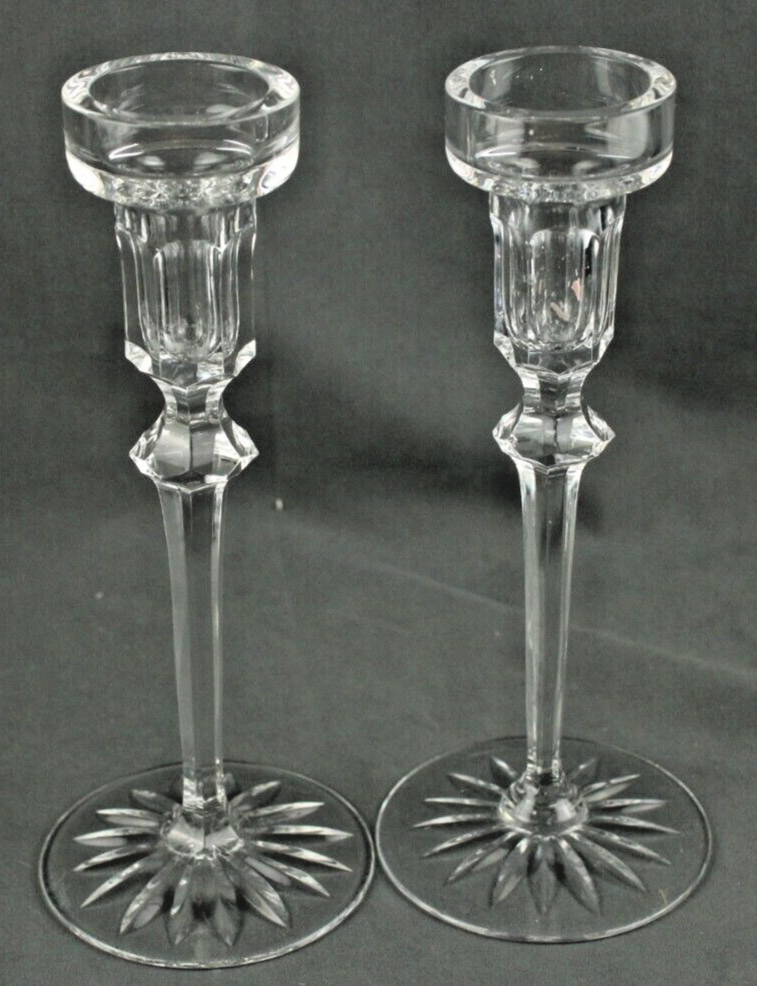 Set 2 Richmond Rogaska Set 2 Signed Candlesticks 8" Tall