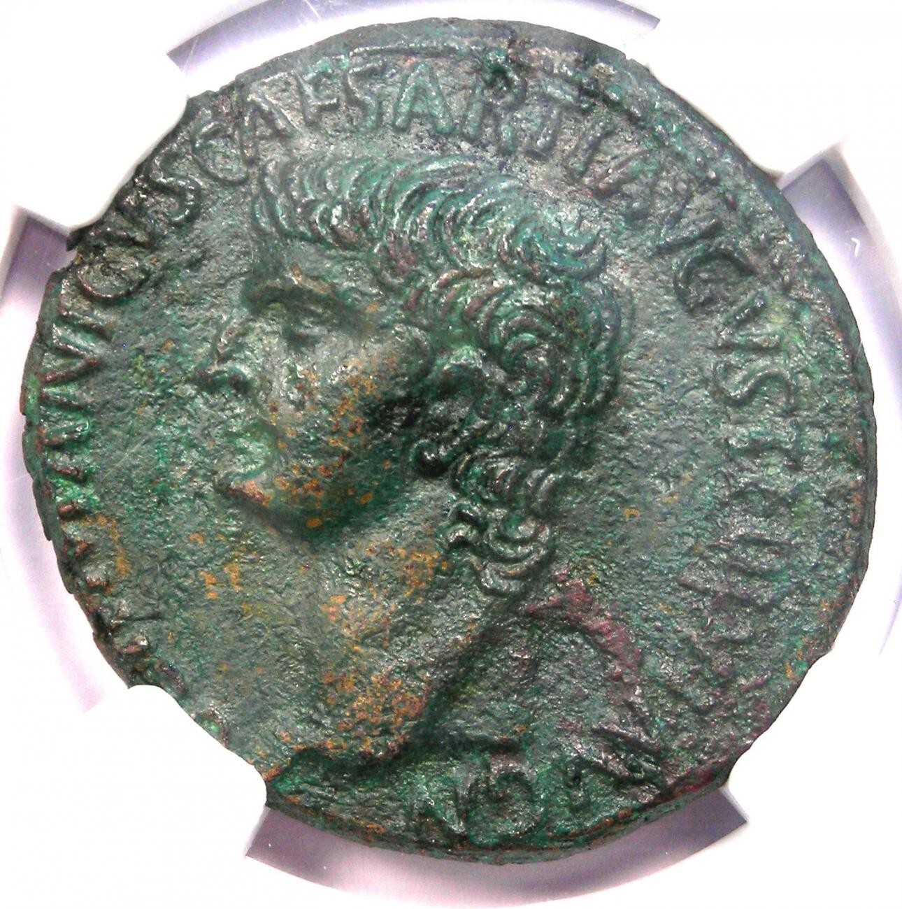Germanicus AE As Copper Roman Coin 19 AD - Certified NGC Choice AU