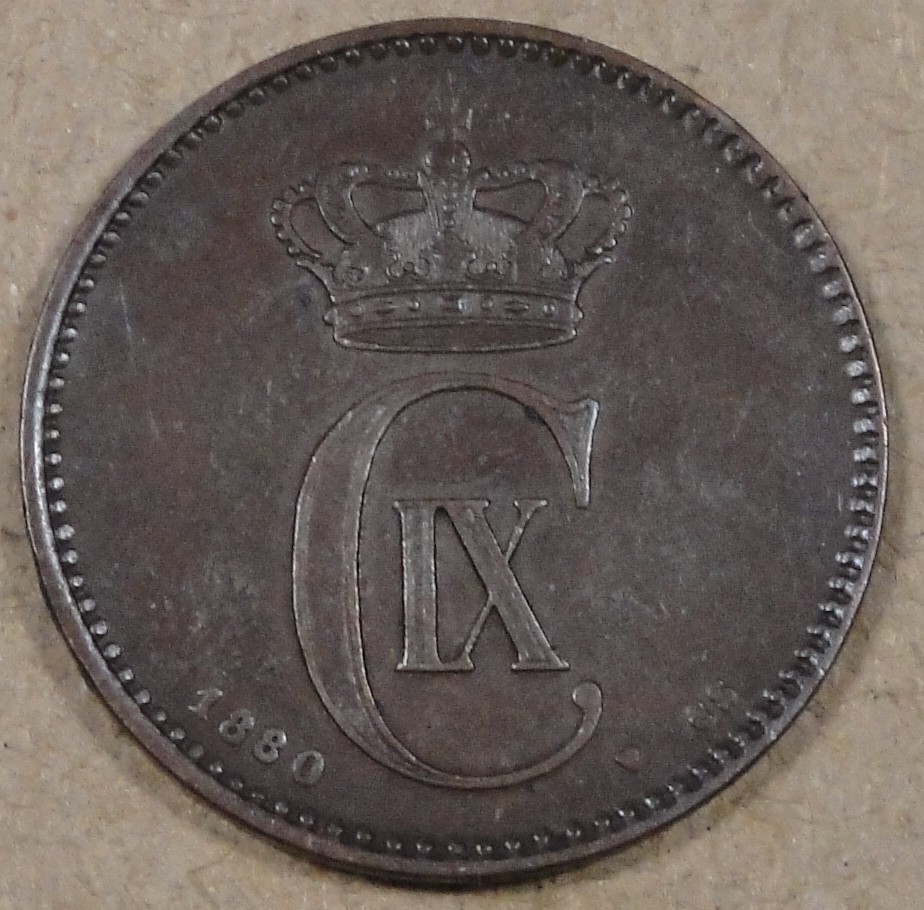 Denmark 1880 2 Ore Better Circulated Grade Coin Light Environmental Issues