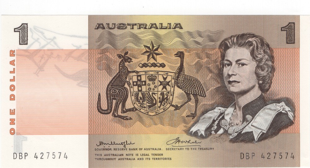 1976 Australia $ 1 One Dollar Thick DBP Test Note - R76bi - UNC - # 35012