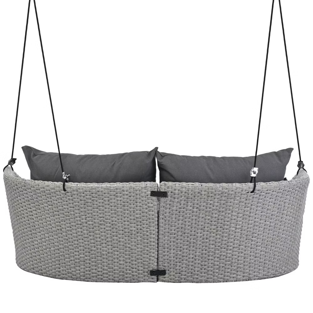 52"W Porch Swing, Patio 2-seat Rattan Hanging Seat with Seat and Back