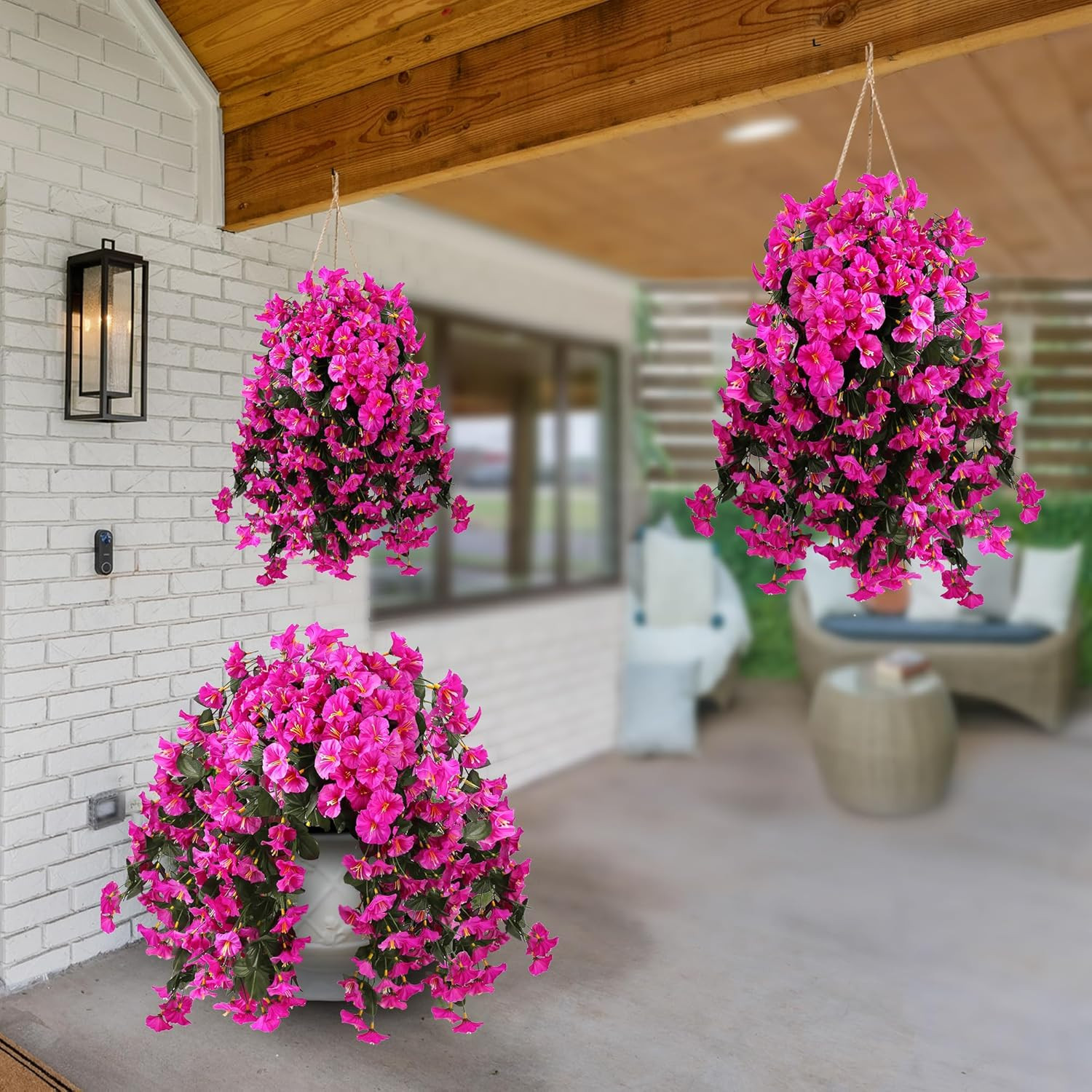 Artificial Fake Hanging Flowers Plants for Outdoor Outside Spring Summer Decorat