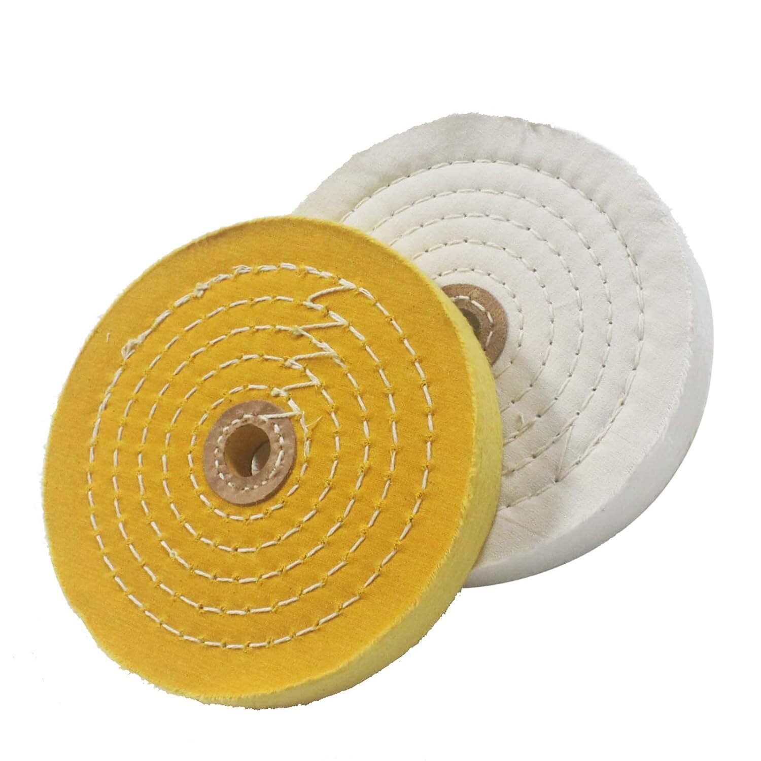 6 In Extra Thick Cotton Buffing Wheel, 5/8 Inch Arbor Hole Fine Polishing Wheel