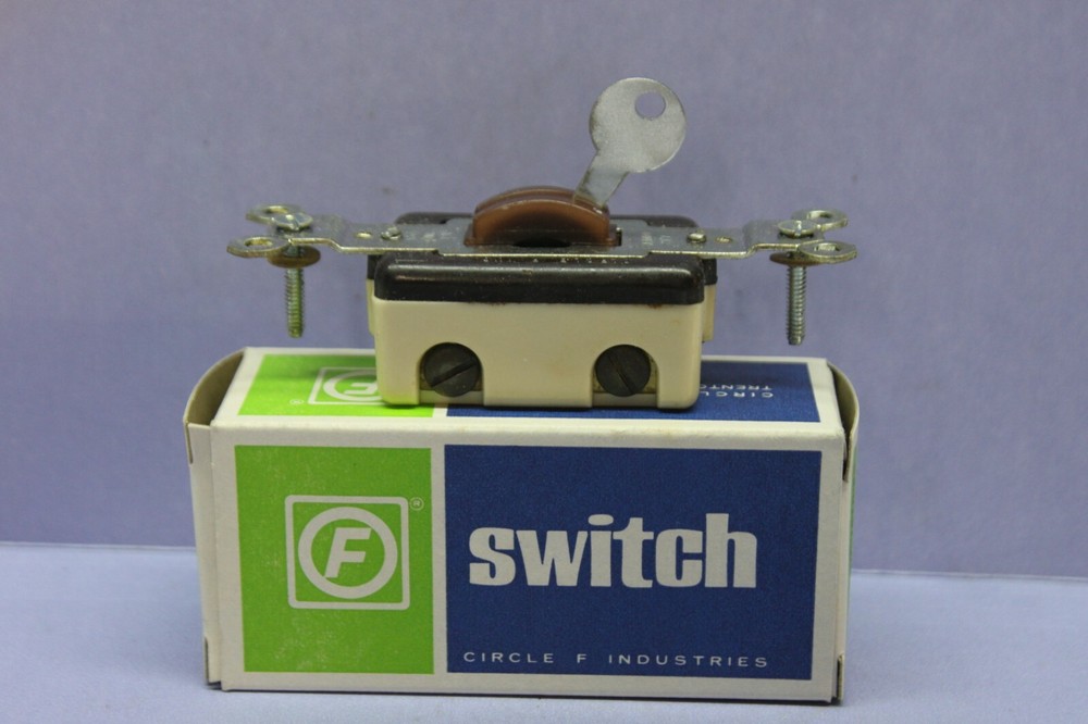 ⭐ Vintage Double-Pole Toggle Switch, Key Keyed Lock Security DPST, Circle F, USA