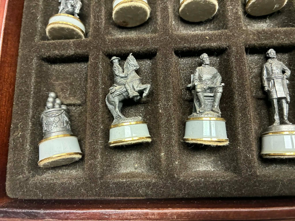 Vintage Franklin Mint Pewter Chess Set